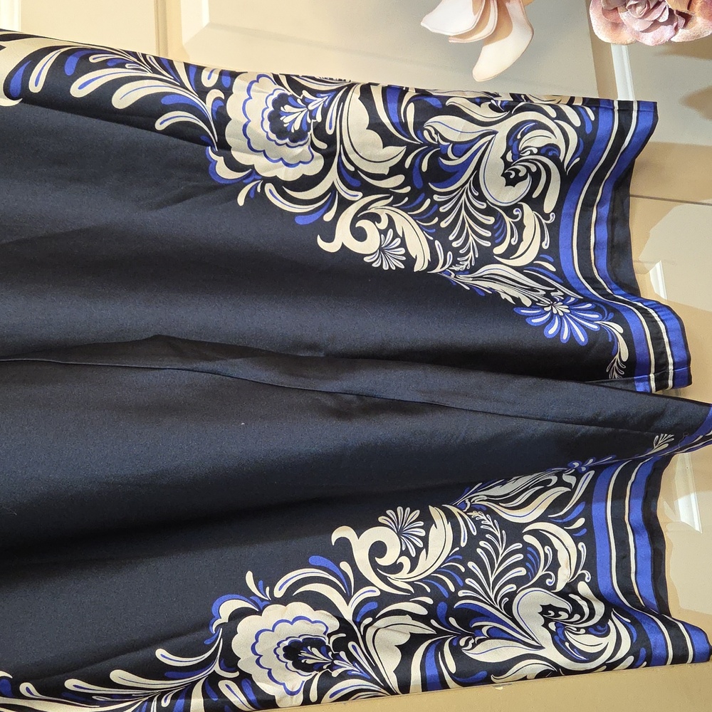 Nwt XL Ellen Tracy Navy and White Wide Leg Pull Up Pants - Picture 7 of 15